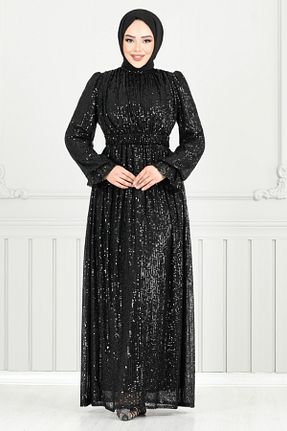 لباس مجلسی حجاب مشکی زنانه یقه ایستاده ModaMerve - کد 927528904