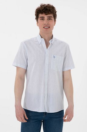 پیراهن آبی مردانه یقه پیراهنی U.S. Polo Assn. - کد 927528908