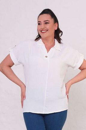 بلوز سایز بزرگ سفید زنانه سایز بزرگ tarzımsüper - کد 922463276