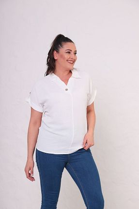 بلوز سایز بزرگ سفید زنانه سایز بزرگ tarzımsüper - کد 922463276
