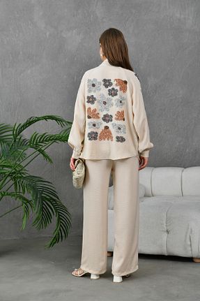 ست بالاتنه و پائین تنه بژ زنانه بافتنی Miss Allos - کد 832860128
