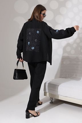 ست بالاتنه و پائین تنه مشکی زنانه بافتنی Miss Allos - کد 826358252