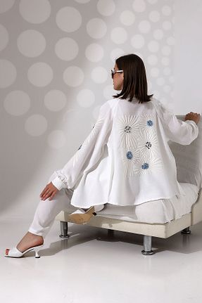 ست بالاتنه و پائین تنه سفید زنانه بافتنی Miss Allos - کد 826339722