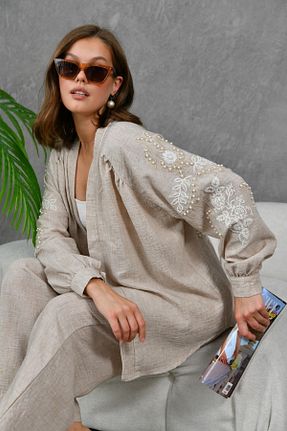ست بالاتنه و پائین تنه قهوه ای زنانه بافتنی Miss Allos - کد 832612481