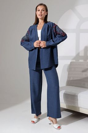 ست بالاتنه و پائین تنه سرمه ای زنانه بافتنی Miss Allos - کد 834006525