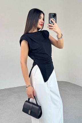 بلوز مشکی زنانه ساده Cappmoda - کد 927570727