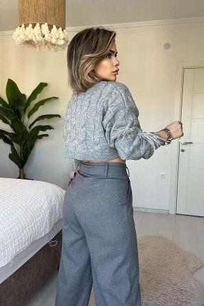 شلوار طوسی زنانه پنبه ای Eswomes - کد 927570623