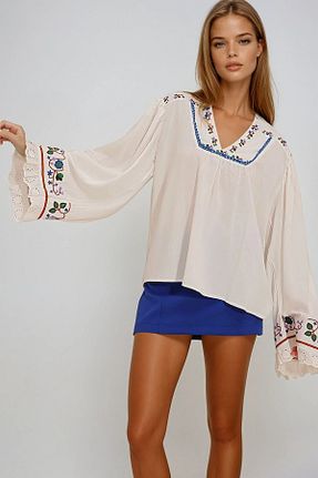 بلوز سفید زنانه رگولار VAGGON - کد 927568881