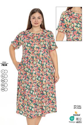 لباس سایز بزرگ رنگی زنانه پنبه ای ROMEO LİFE - کد 905736640