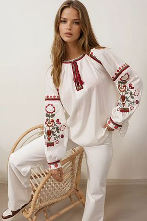 بلوز سفید زنانه رگولار VAGGON - کد 927572514