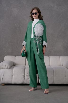 ست بالاتنه و پائین تنه سبز زنانه بافتنی Miss Allos - کد 921336088