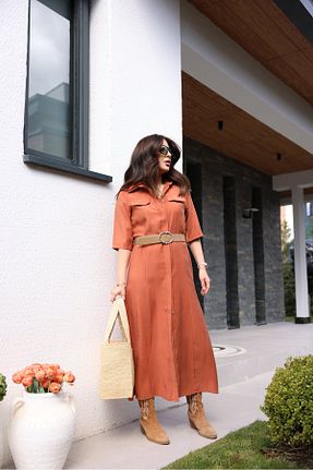 لباس نارنجی زنانه بافتنی Özge Özgenç - کد 941246205