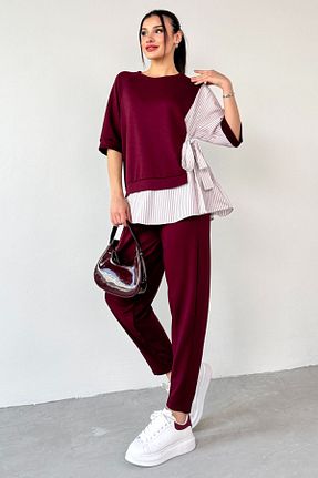 ست بالاتنه و پائین تنه زرشکی زنانه رگولار Cappmoda - کد 927570422
