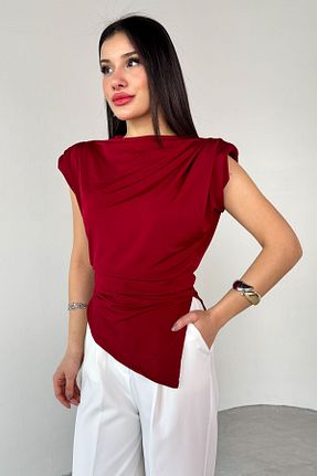 بلوز زرشکی زنانه ساده Cappmoda - کد 927571828