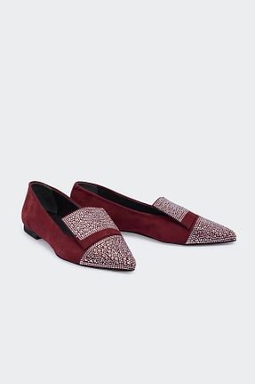 کفش کژوال زرشکی زنانه چرم خالص Favgi - کد 927568836