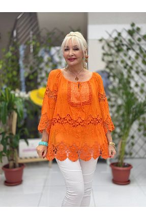 بلوز نارنجی زنانه ساده Punta Otantik - کد 927584321