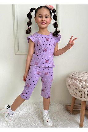 ست بالاتنه و پائین تنه بنفش بچه گانه بافت LİLLYPİCCA - کد 927582072
