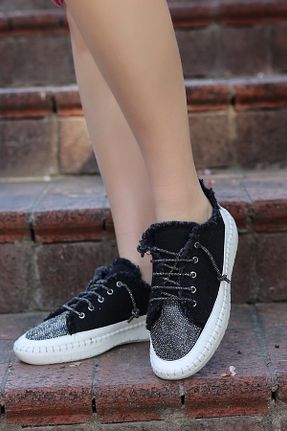 کفش اسنیکر مشکی زنانه بند دار otuzbesshoes - کد 927582293