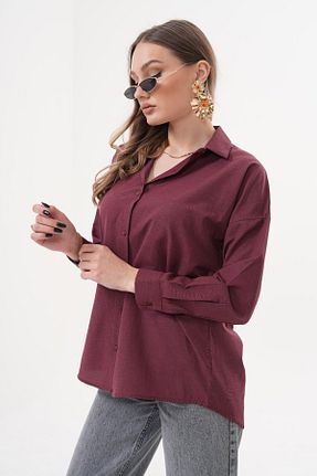 پیراهن زرشکی زنانه اورسایز Laressi - کد 927592021