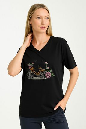 تیشرت مشکی زنانه اسلیم فیت RESSHO - کد 927589132