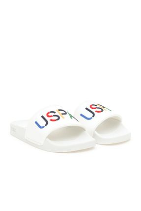 دمپائی سفید بچه گانه پاشنه تخت U.S. Polo Assn. - کد 943976456