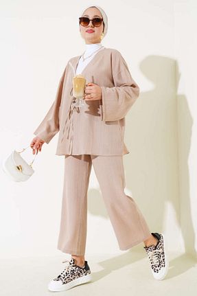 کیمونو و کافتان بژ زنانه پنبه ای Refika Butik - کد 927598640