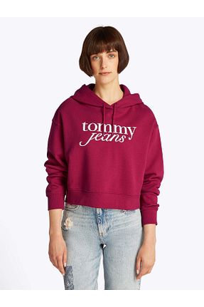 سوئیشرت زرشکی زنانه چاپی Tommy Hilfiger - کد 901396238