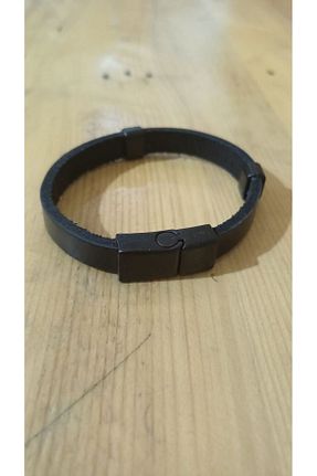 دستبند جواهر مشکی مردانه چرم خالص Gökhan Talay - کد 856462022