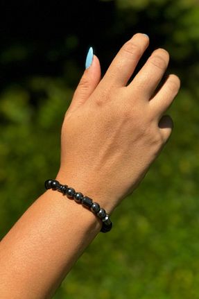دستبند جواهر مشکی زنانه چرم خالص Gökhan Talay - کد 856462910