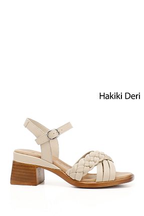 صندل بژ زنانه پاشنه ضخیم GÖNDERİ(R) - کد 822367479