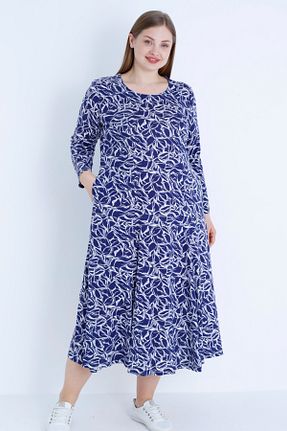 لباس سایز بزرگ سرمه ای زنانه پنبه ای İntensive - کد 927615270