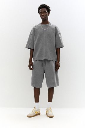 تیشرت طوسی مردانه Boxy Pull & Bear - کد 927615948