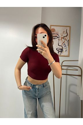 تیشرت زرشکی زنانه Fitted RaVe Collection - کد 925505475