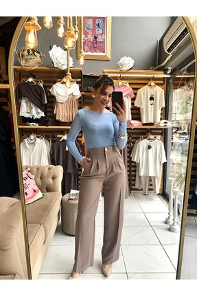 شلوار قهوه ای زنانه مخلوط پلی استر Gözde Tasarım Butik - کد 927632319