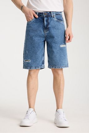 شلوارک و برمودا آبی مردانه فاق بلند muzzo jeans - کد 927627500