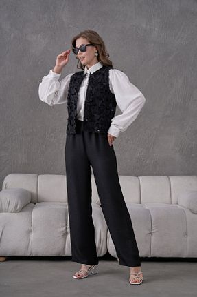 ست بالاتنه و پائین تنه مشکی زنانه بافتنی Miss Allos - کد 921371702