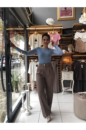 شلوار قهوه ای زنانه مخلوط پلی استر Gözde Tasarım Butik - کد 927632319