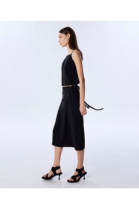 دامن مشکی زنانه ساتن Twist - کد 927637780
