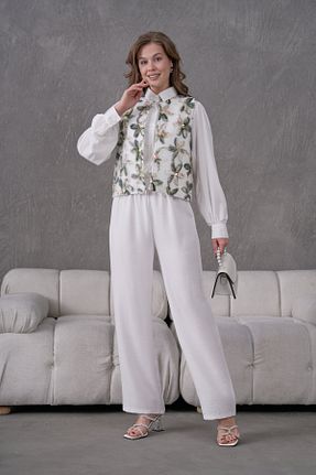 ست بالاتنه و پائین تنه نباتی زنانه بافتنی Miss Allos - کد 921371943