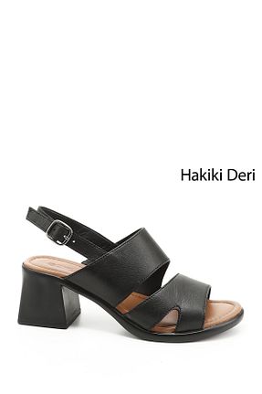 صندل مشکی زنانه پاشنه ضخیم GÖNDERİ(R) - کد 684484114