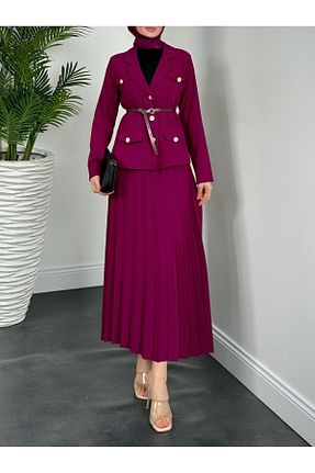 ست بالاتنه و پائین تنه بنفش زنانه بافتنی MACMODA - کد 927644689