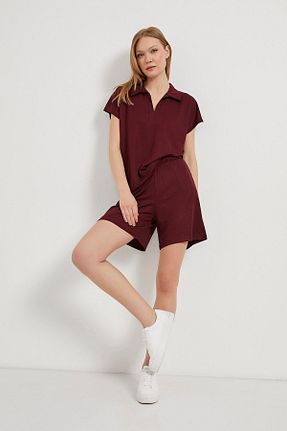 ست بالاتنه و پائین تنه زرشکی زنانه بافتنی Arma Life - کد 927651248