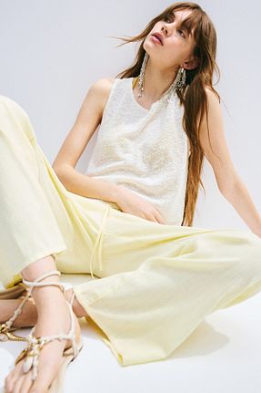 شلوار زرد زنانه پنبه ای H&M - کد 927648881