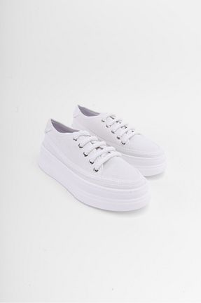 کفش اسنیکر سفید زنانه بند دار SHOEMARK - کد 819365474