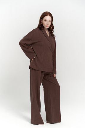 ست بالاتنه و پائین تنه قهوه ای زنانه اورسایز BOHEMAİ - کد 927663669