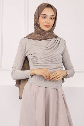 بلوز حجاب طوسی زنانه رگولار İmajButik - کد 927678884