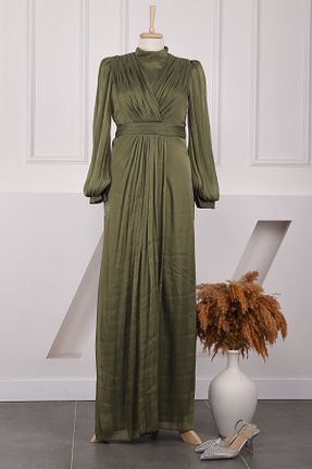لباس مجلسی حجاب خاکی زنانه یقه هفت İmajButik - کد 927679431