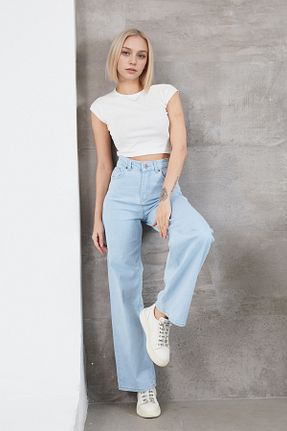 شلوار جین آبی زنانه پاچه پهن Caddebostan Moda - کد 927704619