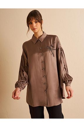 تونیک حجاب قهوه ای بافتنی Kayra - کد 927715781