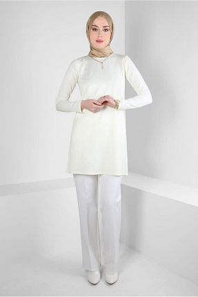 تونیک حجاب سفید زنانه مخلوط ویسکون Alvina - کد 797106111